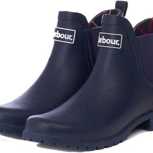 NEW Barbour Women's Wilton Wellington Ankle Rain Boots WATERPROOF BOOTIES Navy